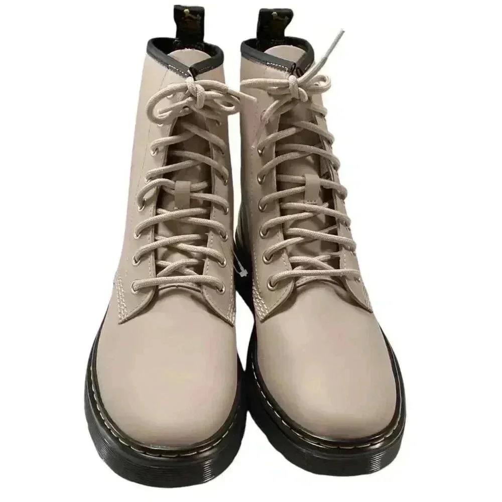 Dr Martens Boots Womens 9 41 Beige Zavala Lace Up Smooth Leather Combat NEW